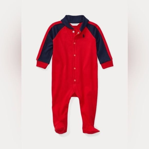 Ralph Lauren Baby Boy Cotton Jersey Footed Coverall Romper Onesie
